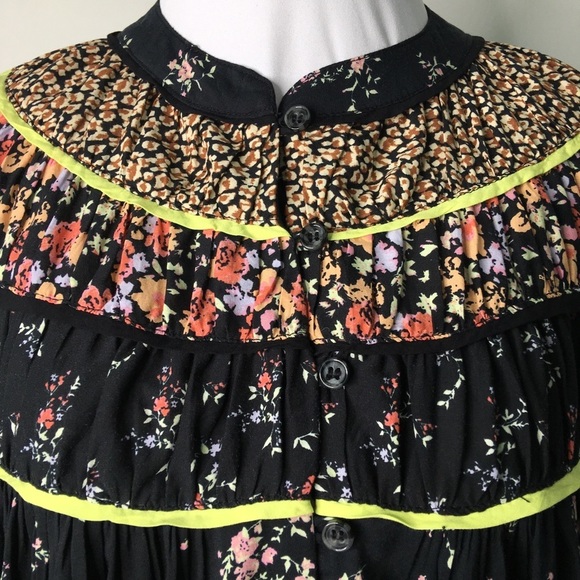 Free People Floral Boho Long Sleeve Blouse Size Medium - Picture 12 of 13